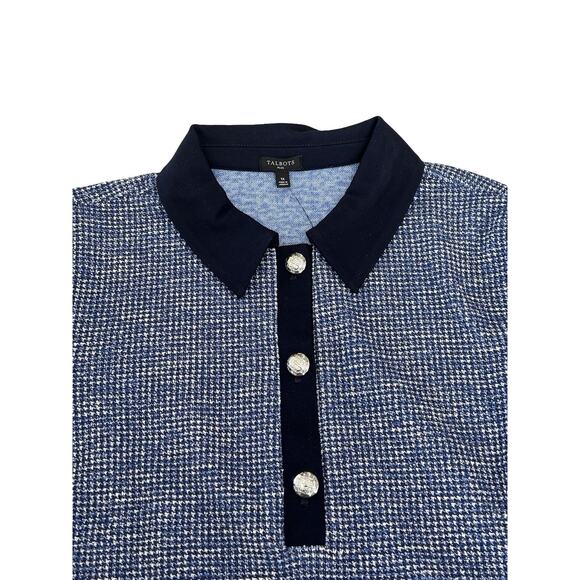 Talbots Contrast Tweed Sheath Dress Size 1X Blue 3/4 Sleeve - Picture 2 of 6